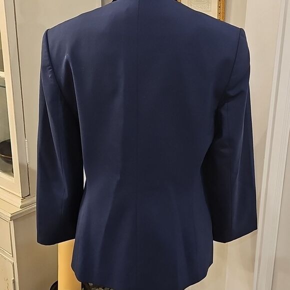 THEORY Lindrayia Navy Open-front Wool Blend Blazer Size 6 Career Academia Preppy - Picture 4 of 8